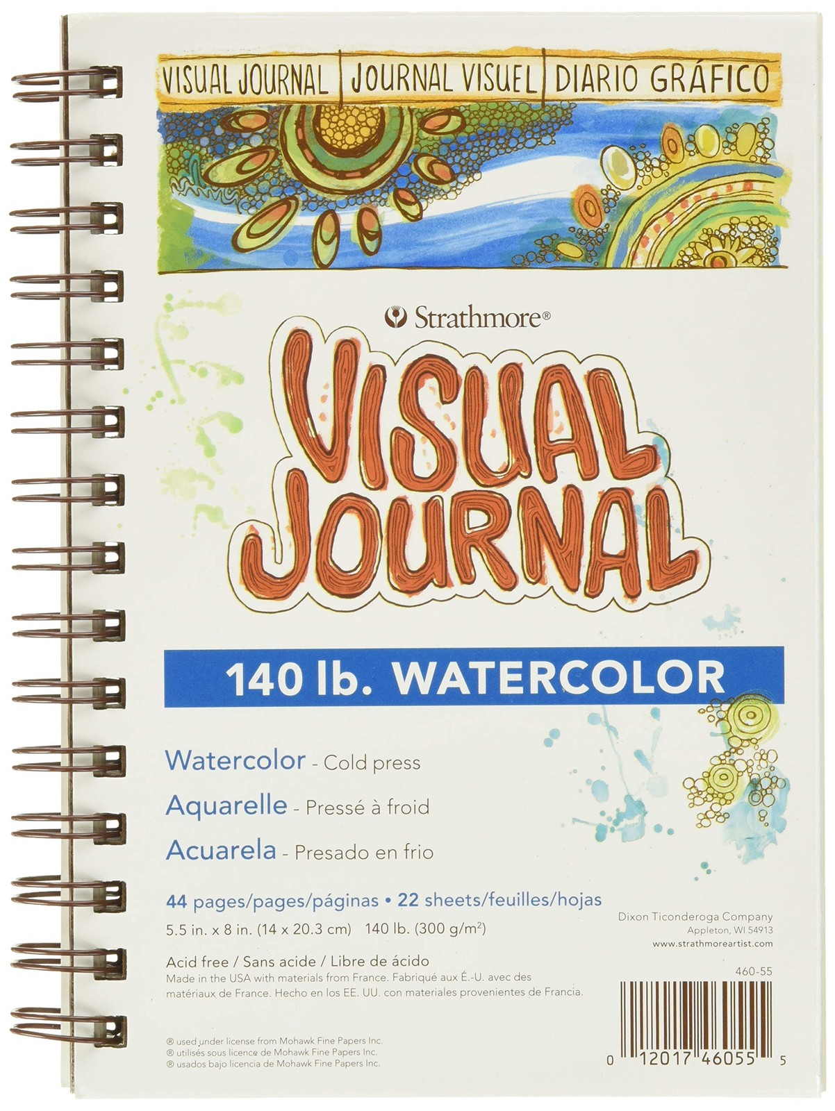 Wire Bound Visual Journal, 140 lb. Cold Press Watercolor Paper, 5.5 X 8 inche…