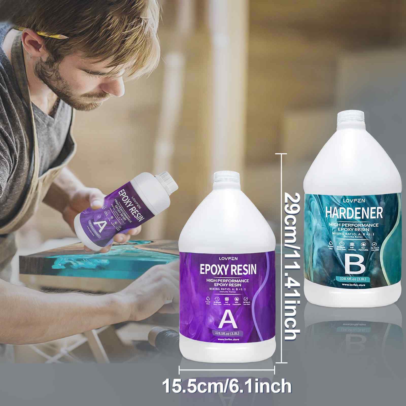 Bulk 4 Gallons – Crystal Clear Tumbler Epoxy Resin Kit – Wood Water Proofing