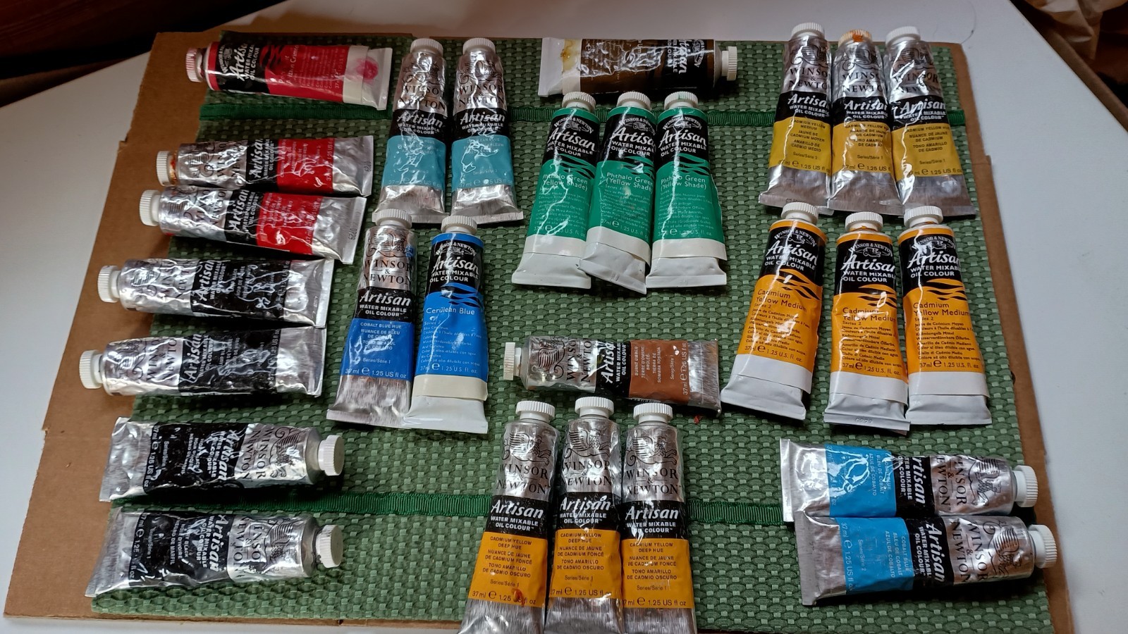 27 Tubes Used Winsor & Newton Winton Oil Color 1.25 oz Cadmium Yellows, Reds +