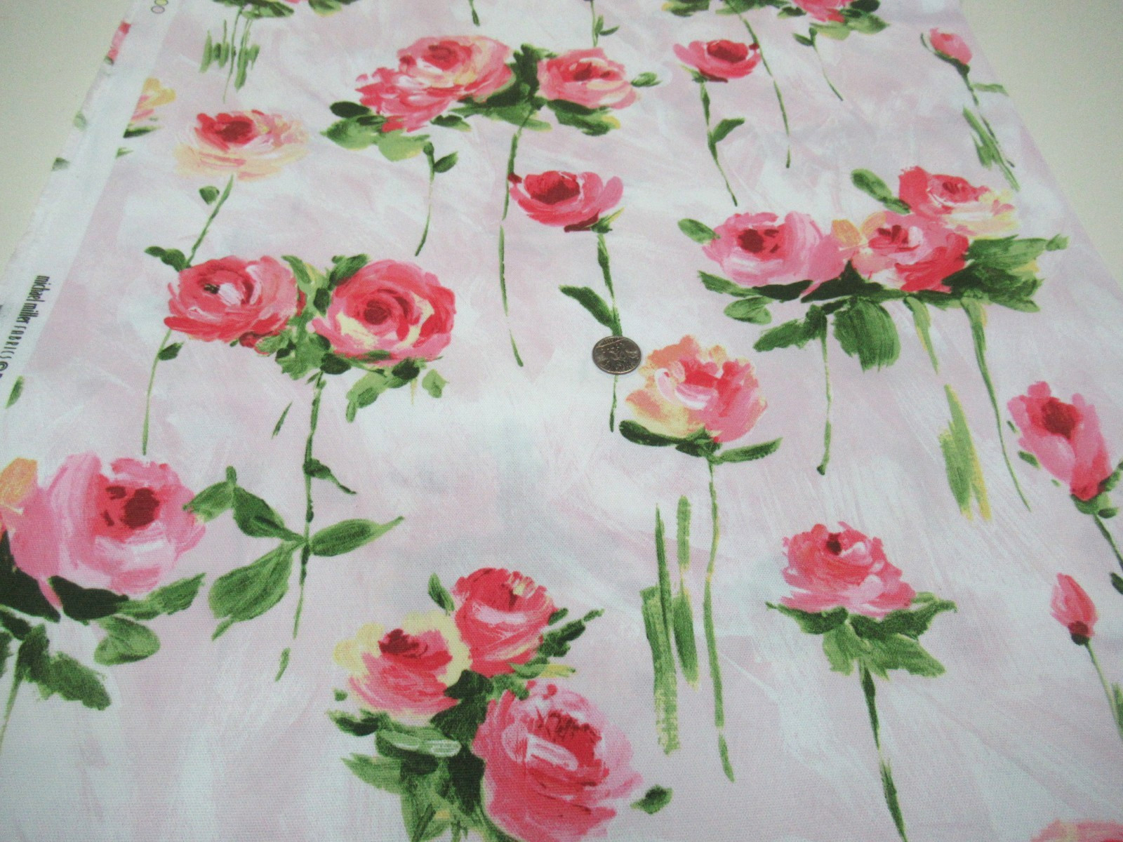 Michael Miller quilt-craft fabric ROSE STROKES spring BTY (co-7999) cotton DUCK!