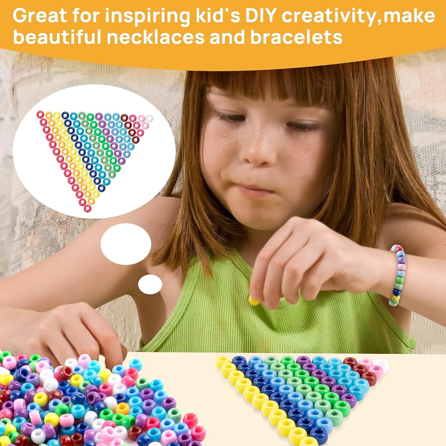 1000+ Pcs Pony Beads Bulk – Plastic Bracelet Beads 6X9Mm Pony Beads for Bracele