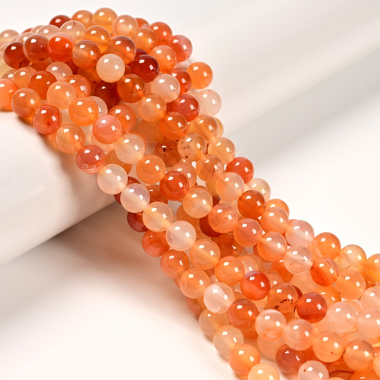 Natural Carnelian Smooth Round Beads Size 6mm 8mm 10mm 15.5” Strand