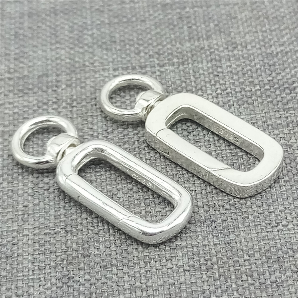 2pcs of 925 Sterling Silver Hinged Ring Swivel Push Clasps for Necklace Holder