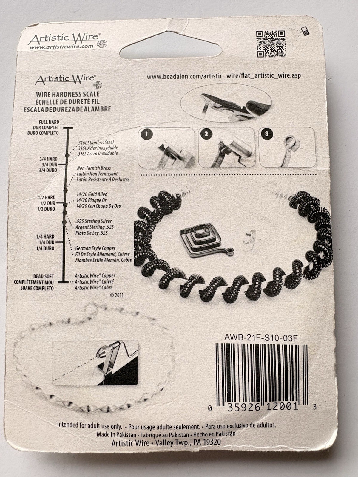 Artistic Wire Beading Wire Tiger Tail 21 Gauge Flat Silver Plated 3 ft