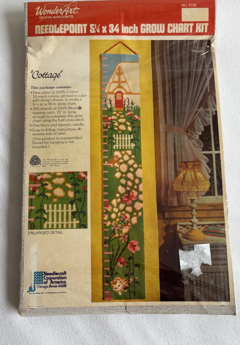 New Vintage WonderArt “Cottage” 6725 Kids Growth Chart Large Wall Hanging