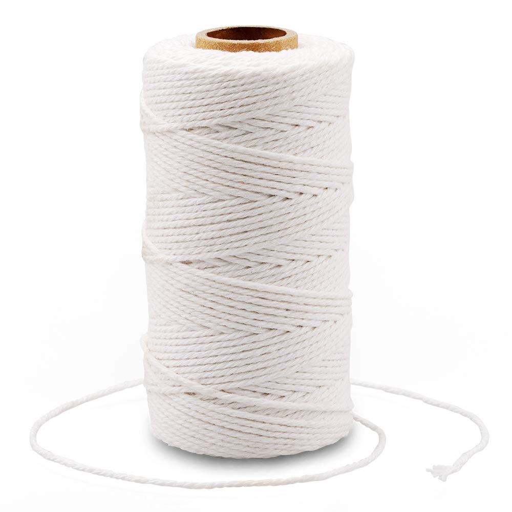 White String, Cotton Bakers Twine，328 Feet 2MM Natural White Cotton String for