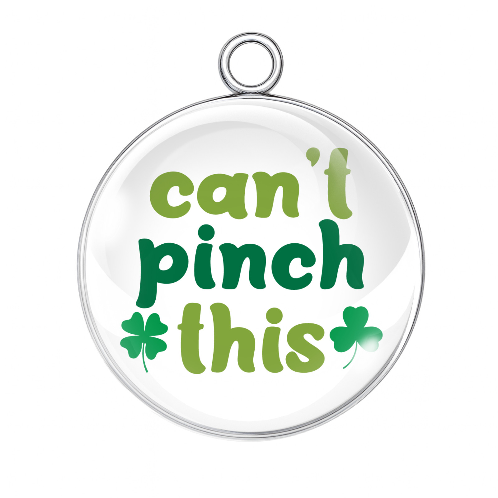 St. Patrick’s Day “Can’t Pinch This” Glass Cabochon Charms | Stainless Steel