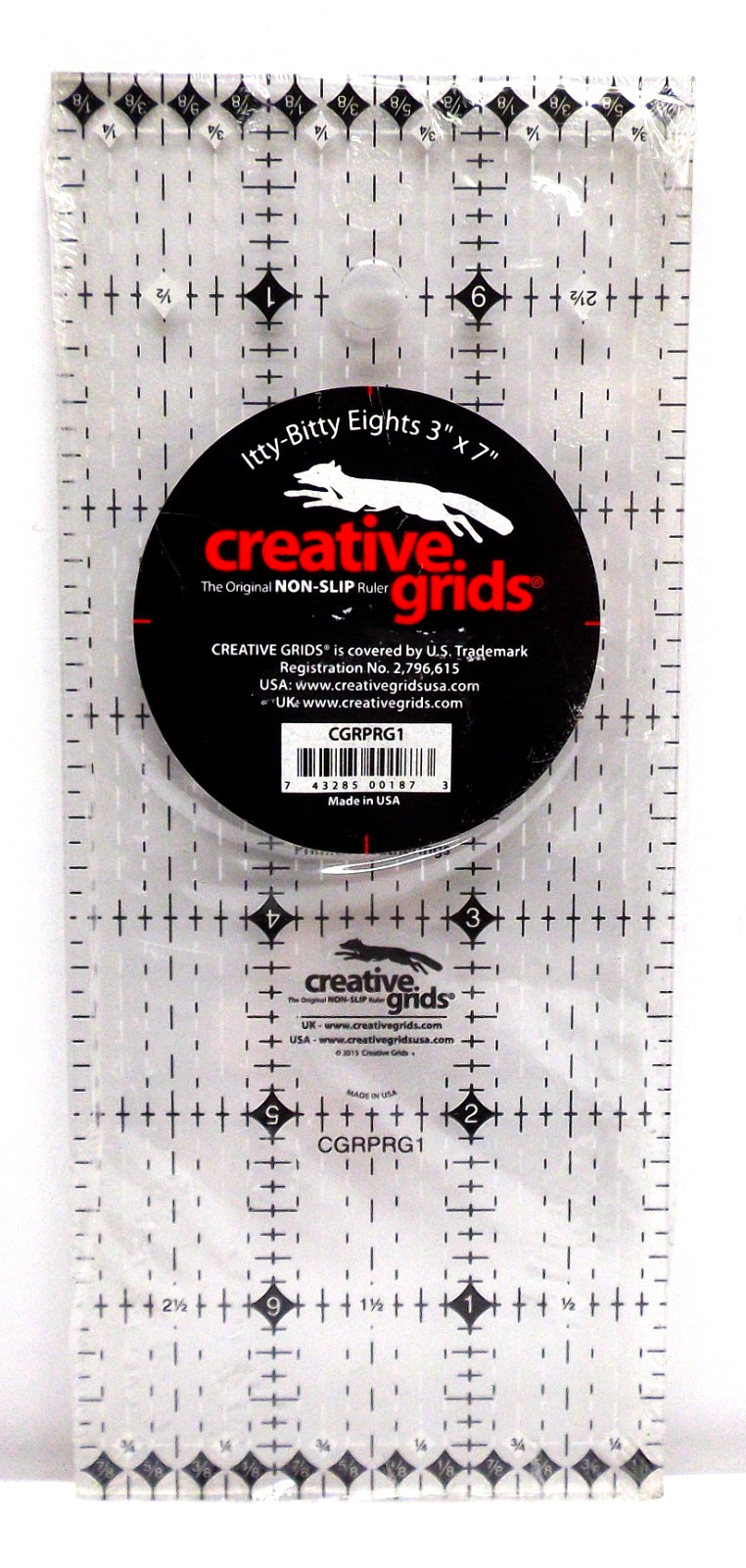 CREATIVE GRIDS Itty-Bitty Eights RULER 3″ x 7″ Acrylic Rectangle Template Quilt