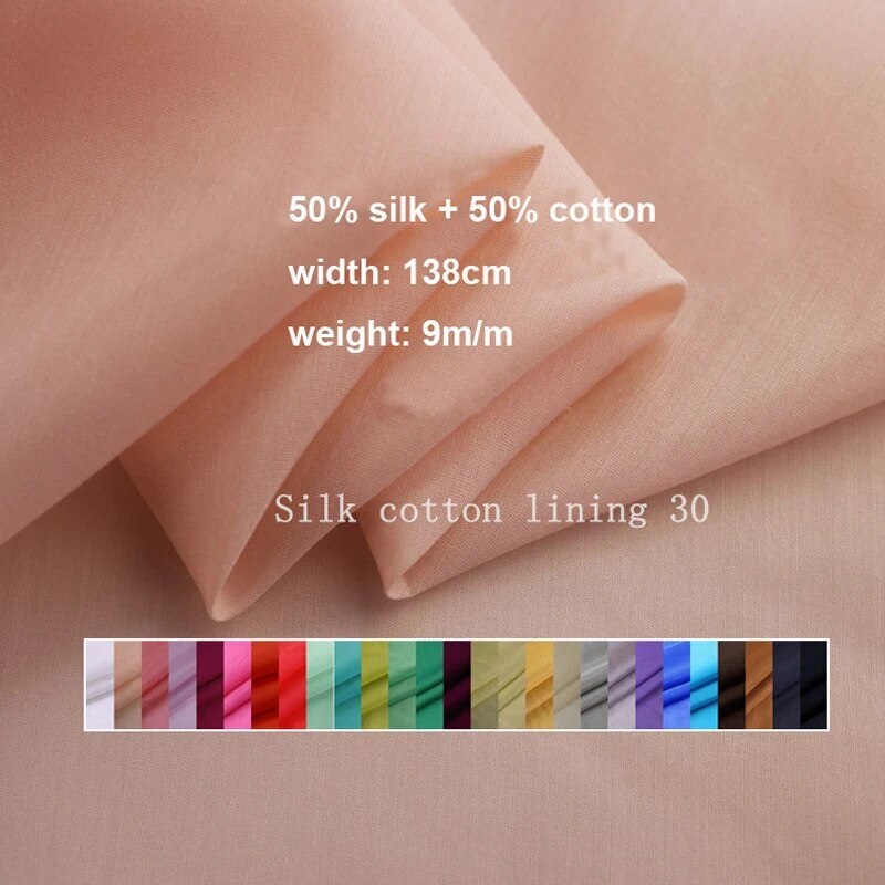 Solid Color Silk / Cotton 55” By Yards Natural Silk Cotton Fabric Scarf Lining