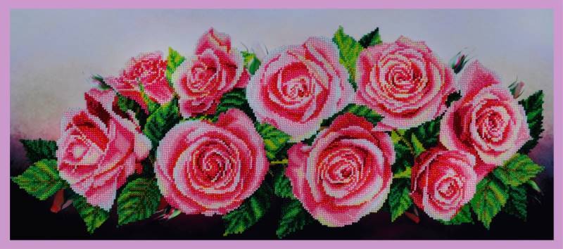Bead embroidery kit Pink mood hand embroidery needlework kit