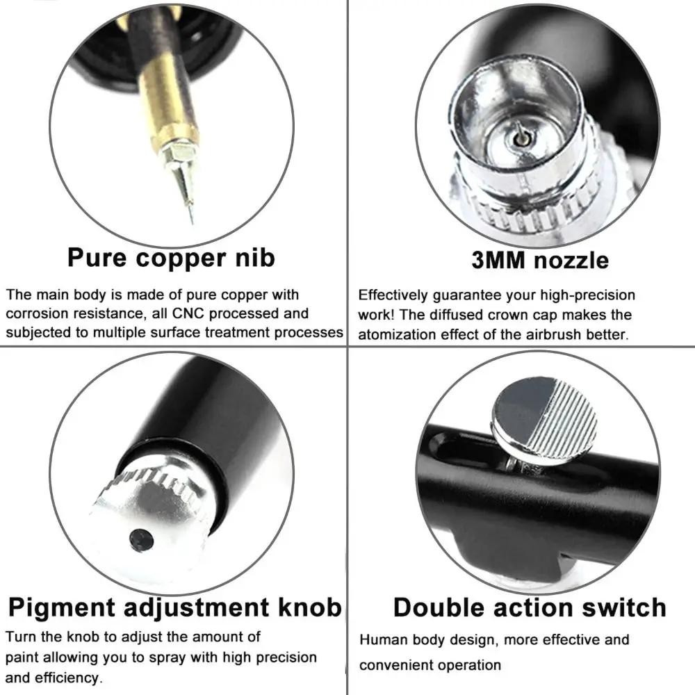 Gravity Feed 0.3mm Dual Action Spray Gun Airbrush Nail Art Paint Tattoo Tool Kit