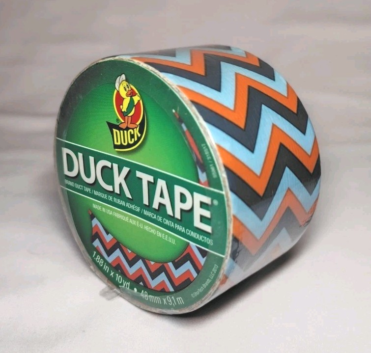 Duck Brand *SEE DETAILS Printed Duct Tape Blue Orange Navy Chevron 1.88”X 10 Yd