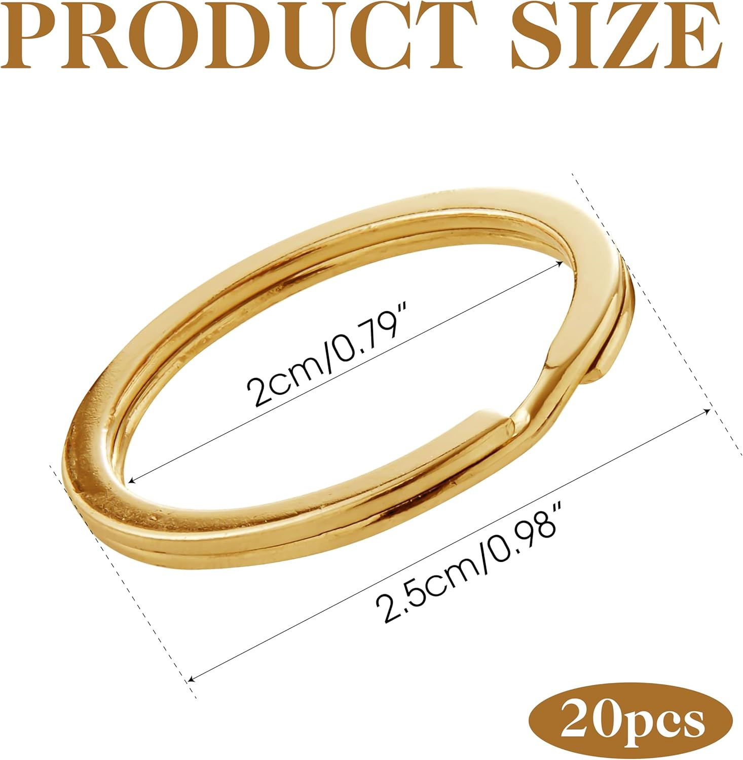 20 PCS Brass Flat Split Key Rings 25Mm (1) Diameter Solid Brass Keyrings for