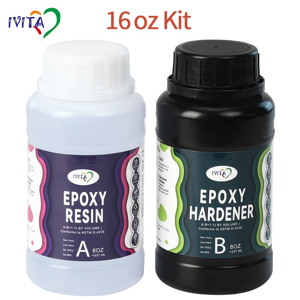 IVITA 1:1 16oz kit Clear Epoxy Resin Table Top Bar Epoxy Craft Art Coating Epoxy