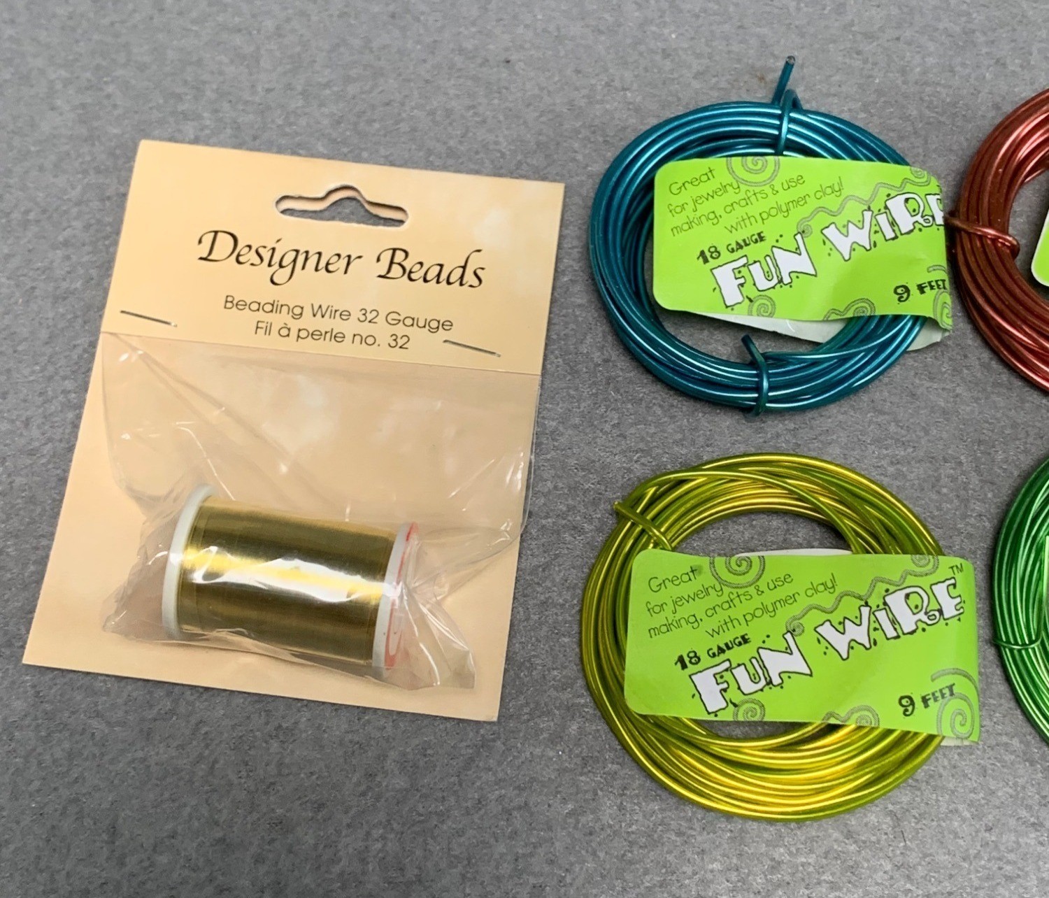 Assorted Jewelry Wire Set – Fun Wire & Tiger Tail – 18-32 Gauge – 9-15 Feet Each