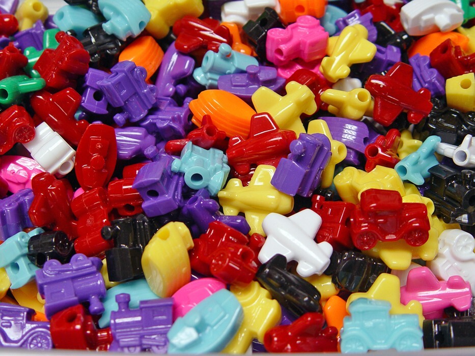 Transportation Beads Cars Trains Boats Planes 24pc made USA