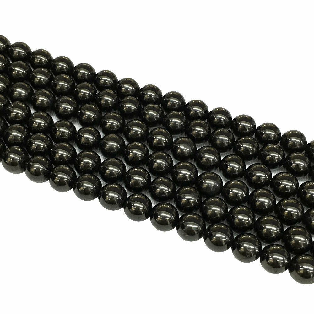 Natural Black Jet Smooth Round Beads 6mm 8mm 10mm 12mm 15.5″ Strand