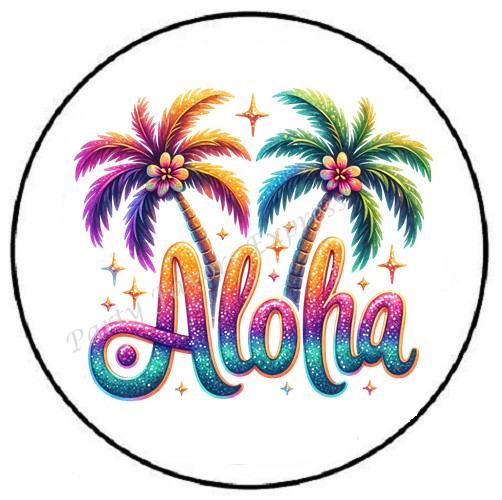 ALOHA PALM TREES ENVELOPE SEALS LABELS STICKERS PARTY FAVORS