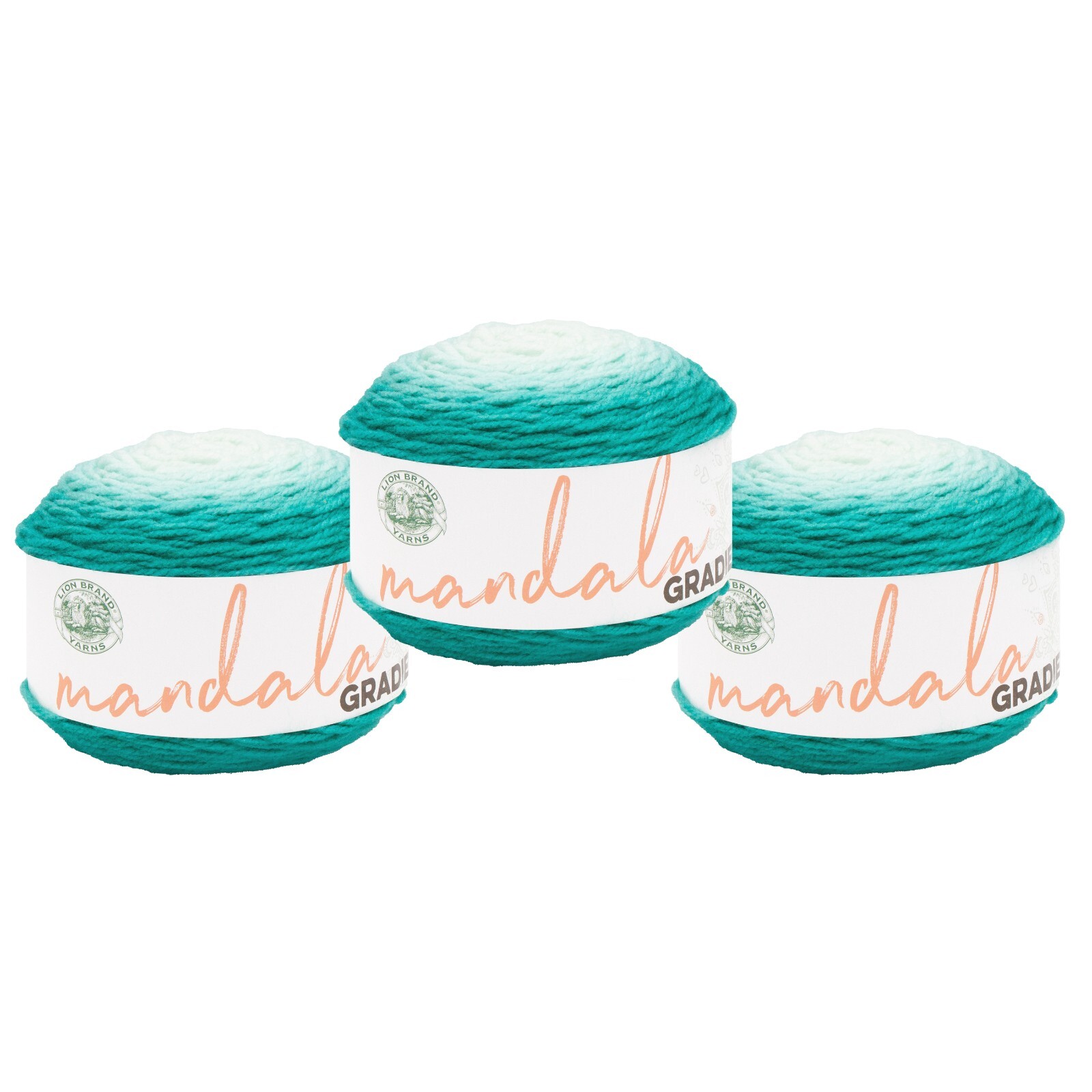 (3 Pack) Lion Brand Yarn 558-209BM Mandala Gradient Yarn, Seagreen