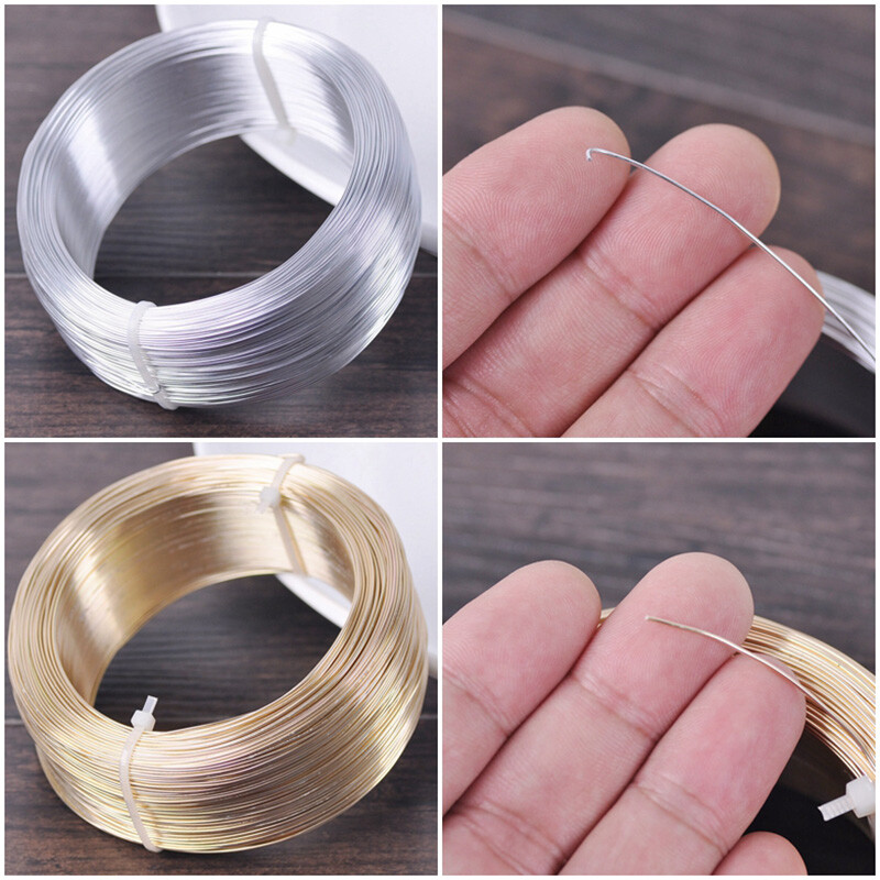 200Meters Gold/Silver 0.6/0.7mm Tiny Soft Aluminum Metal Beading Wire Craft Cord