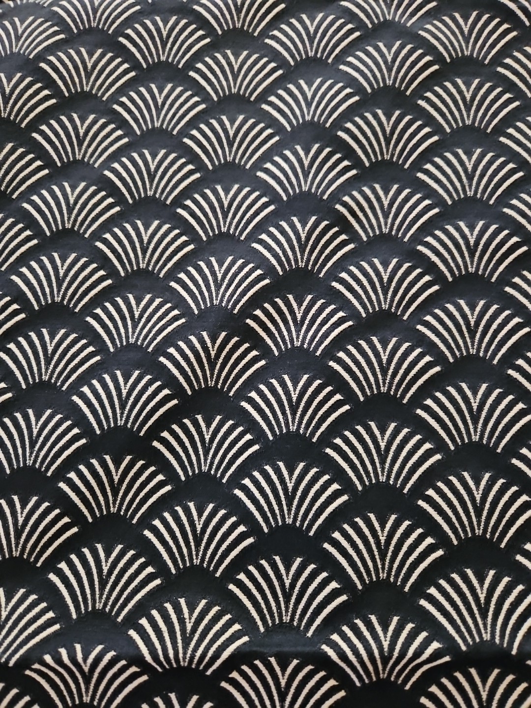 VTG Art Deco Style FOUNTAIN Fan Geometric Textured Decorators Fabric 1.5 Yrds