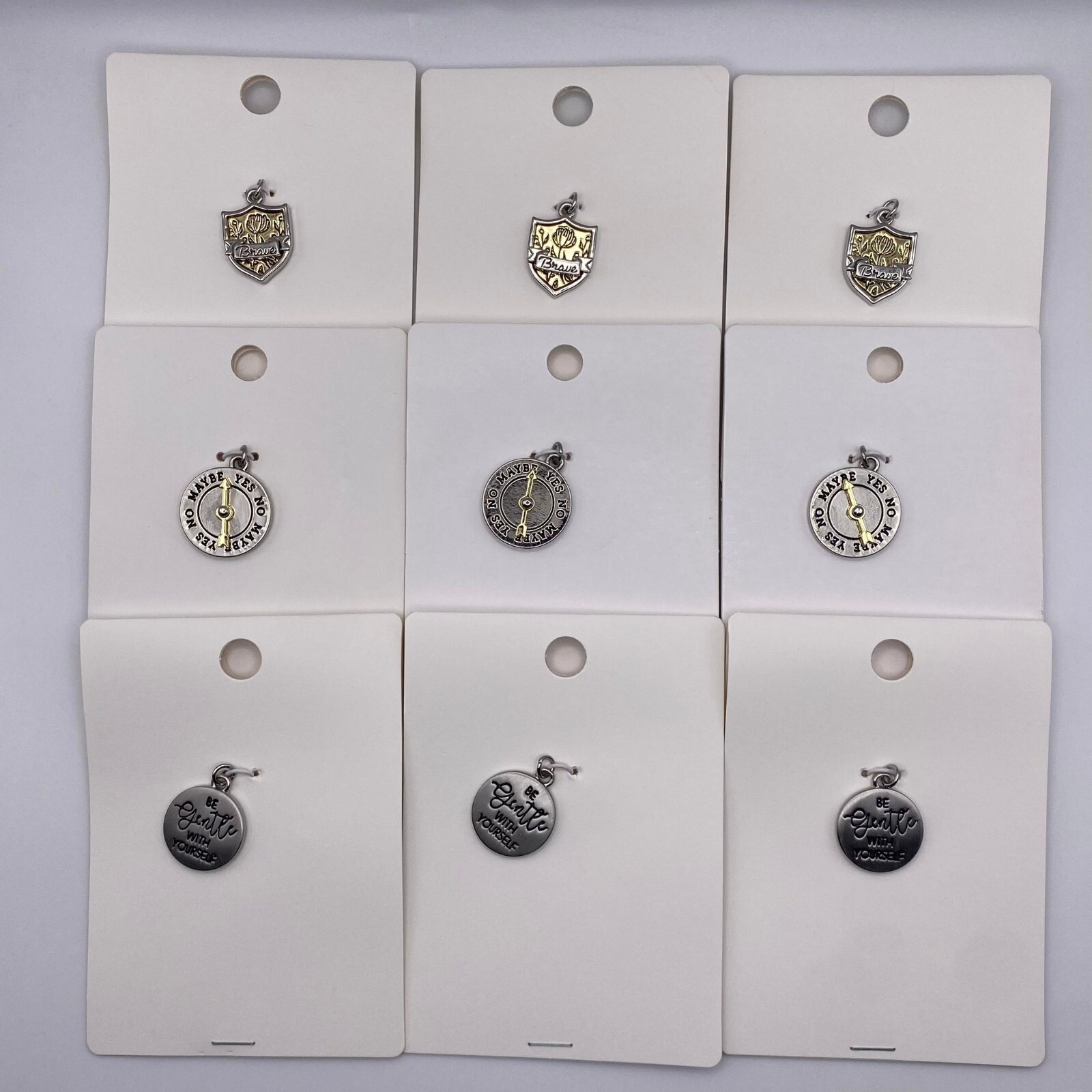 9 pcs Jewelry Set Pendant Trinket for Jewelry Making DIY Brave Self Love Yes No