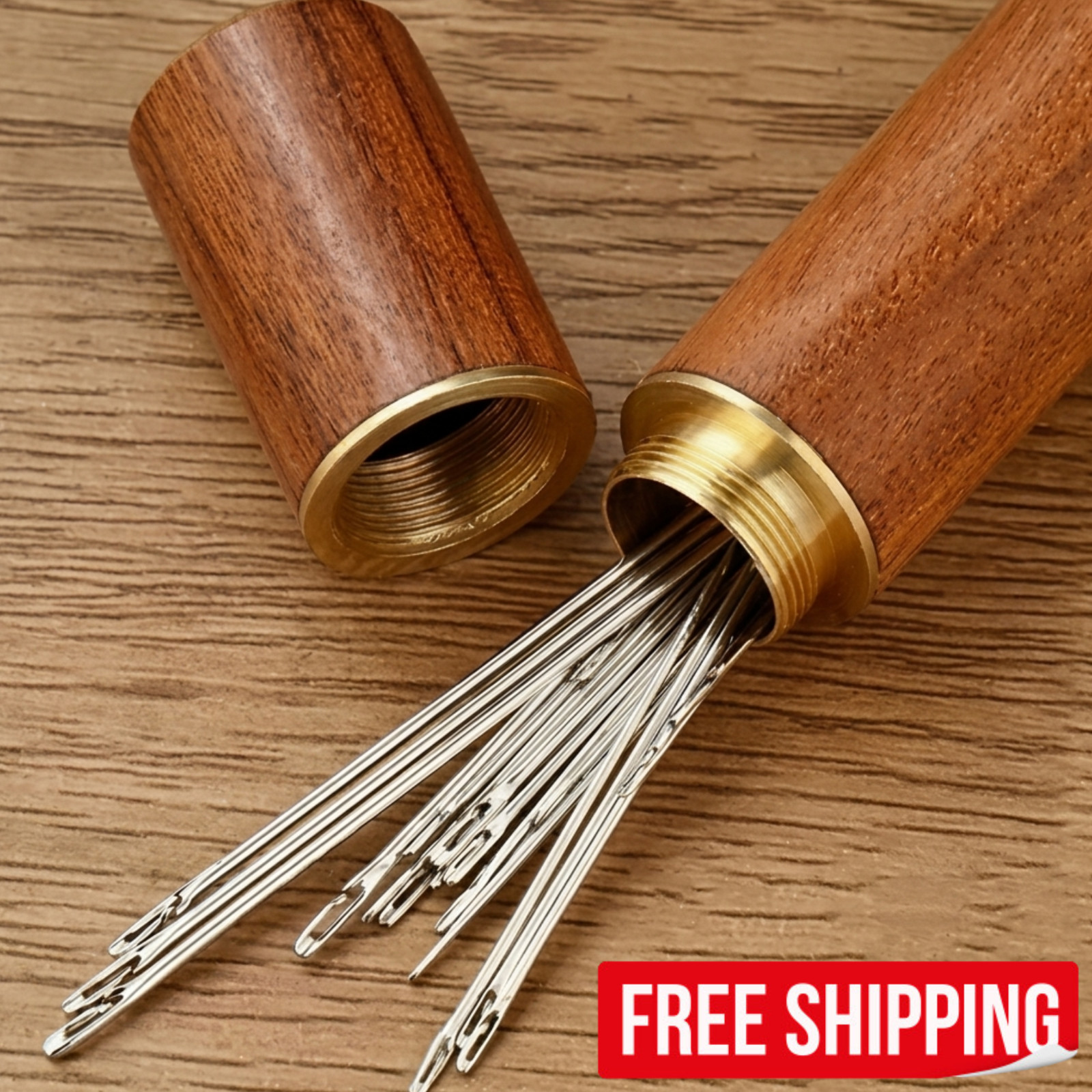 30Pcs Self-Threading Needles Set Easy Thread Sewing Tool Wooden Holder DIY Craft