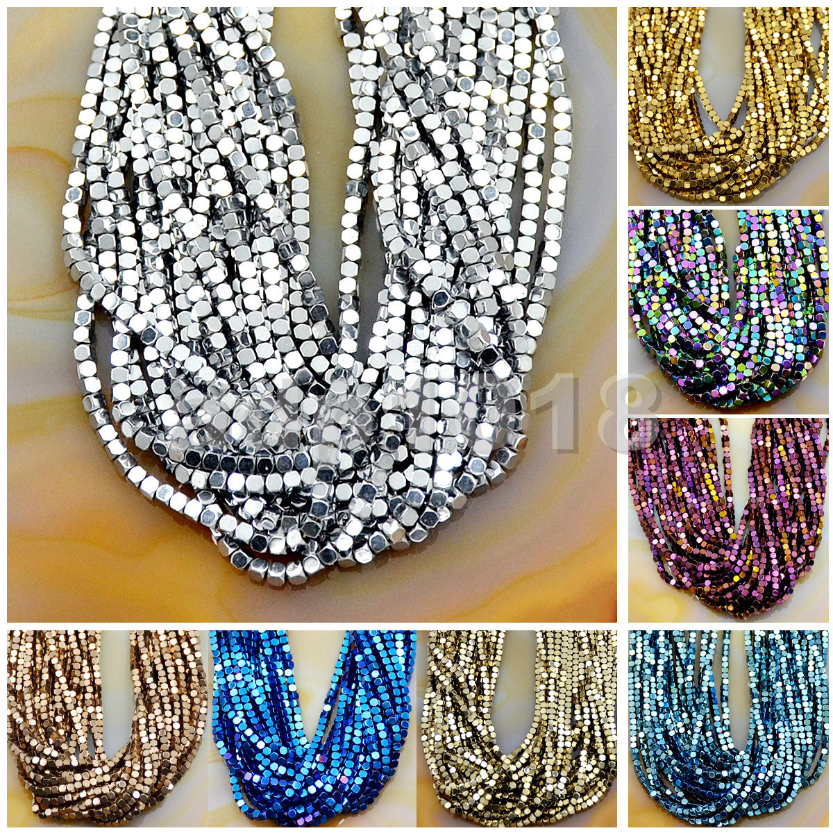 Natural Hematite Gemstone Faceted Square Cube Loose Beads 16″ 2x2mm 4x4mm Pick