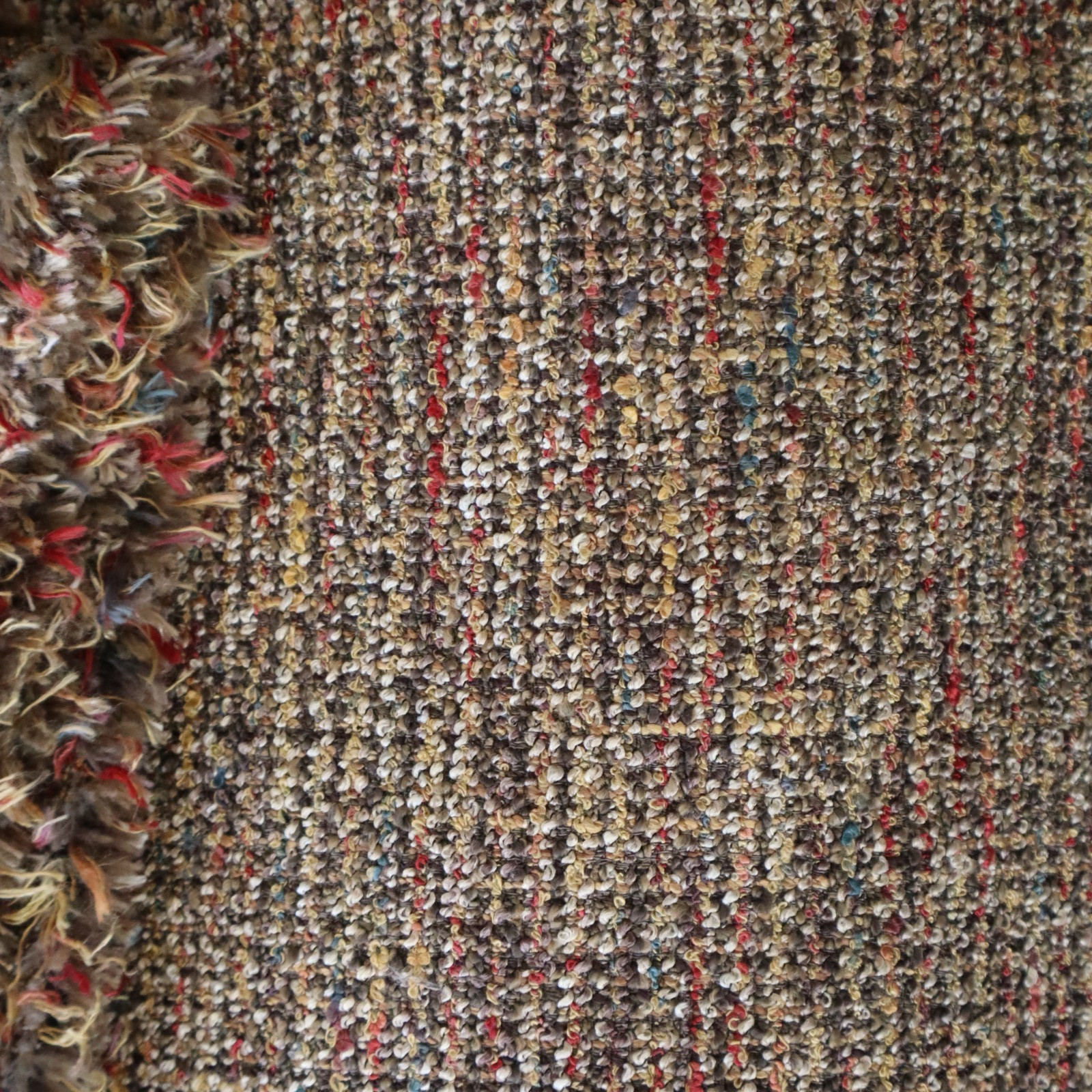 MCM Designtex? Upholstery Fabric Boucle Earthy Brown, Red, Blue 7.5 yds
