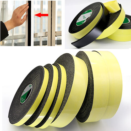 5M 10M EVA Foam Tape Self Adhesive 1mm 2/3mm Thick Door Sponge Seal Strip Black