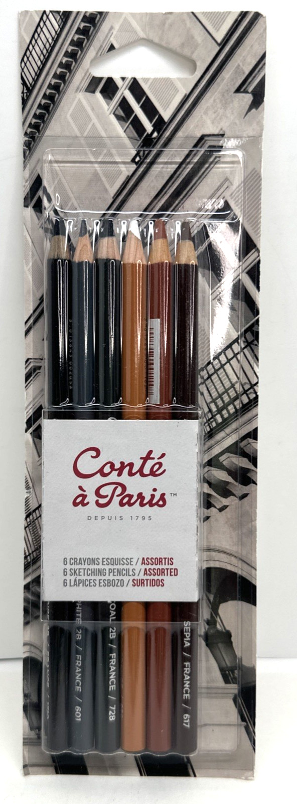 Conté à Paris Sketching Pencils Set Pack Crayons Sanguine Sepia Graphite White +