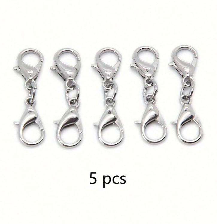 Double Lobster Clasp Extender 5 Pcs Double Claw Connector Silver/Gold Bracelet