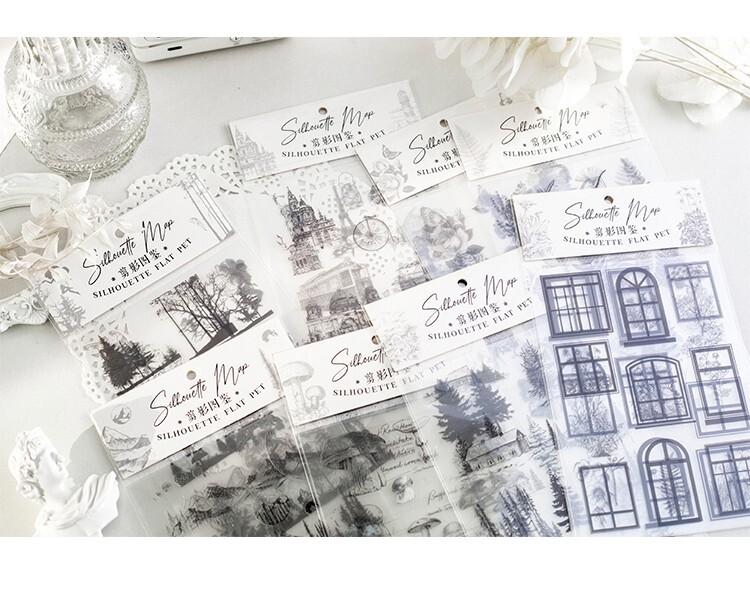 Black and White Clear stickers, Gate, Ornamental Frame,Planner,Bullet Journal