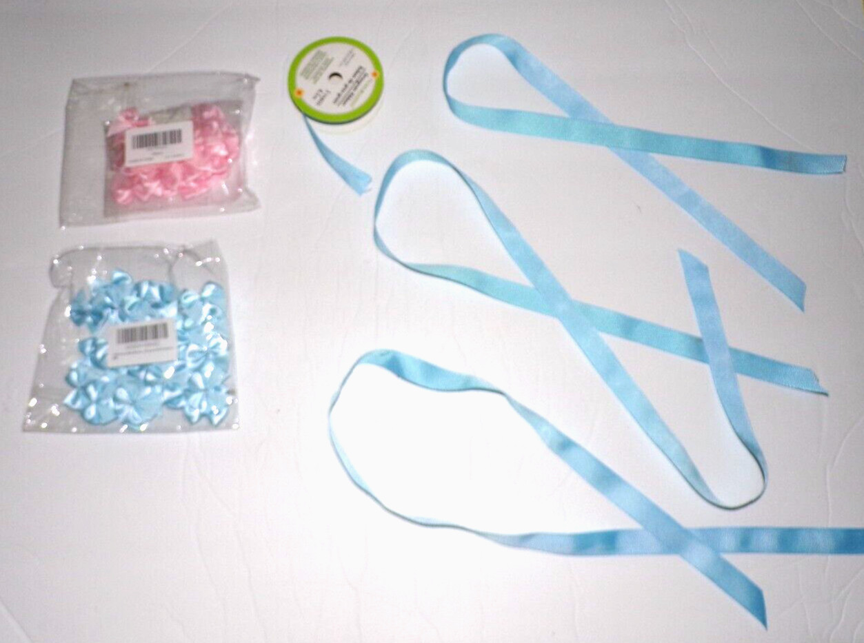 7Rainbows 20pcs Boutique 1″ Light Blue & pink Satin Ribbon Bows 2.5 yd spool D4