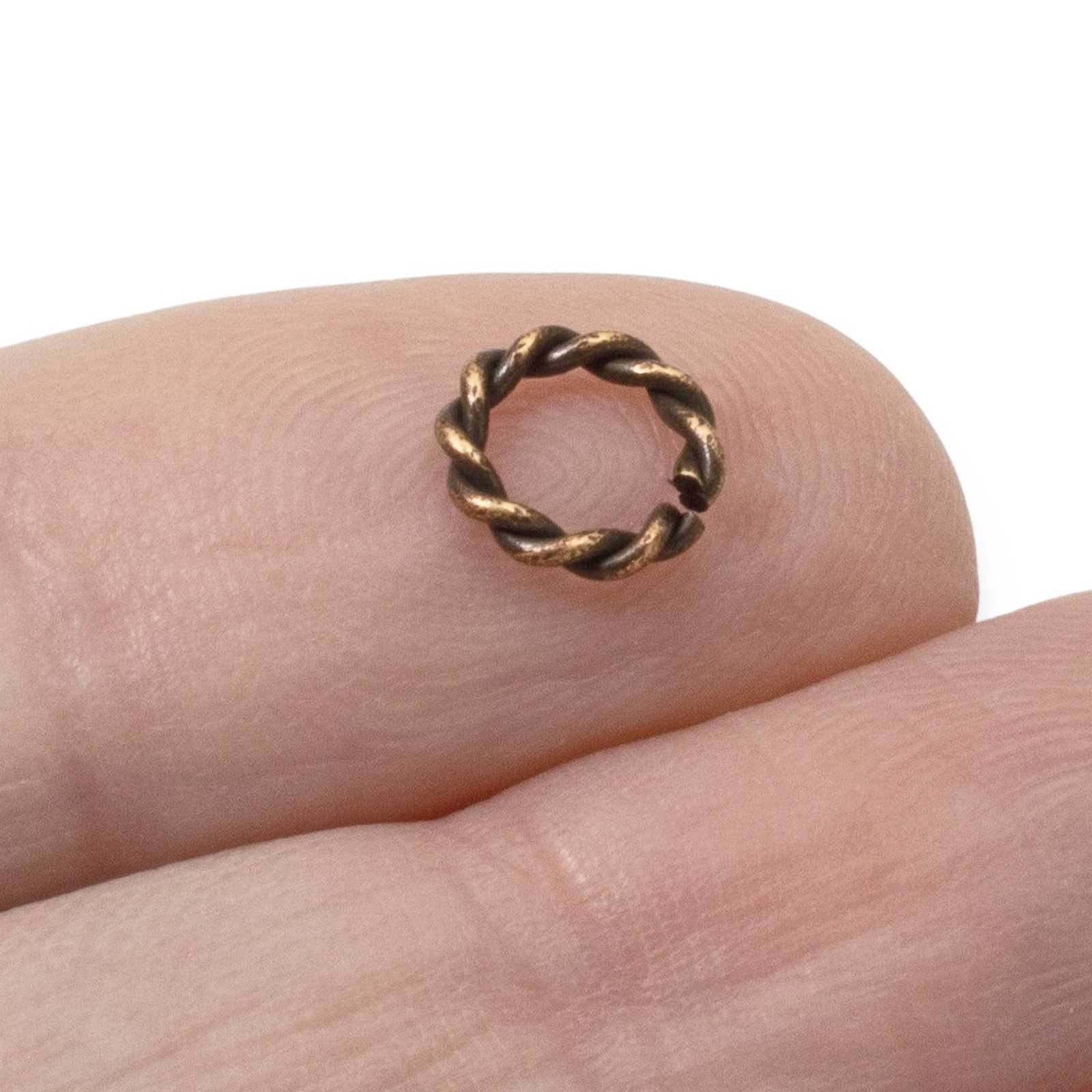 Mini Rope Jump Rings Antique Copper 10-Pack, Twisted Wire Connectors Findings