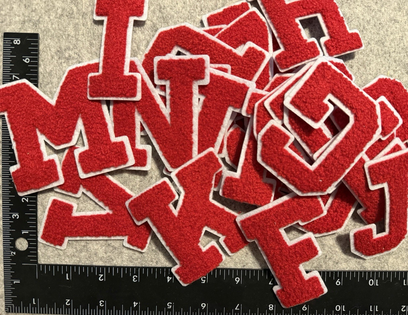 Red Alphabet Varsity Letters Patch Letterman Jacket Embroidered Iron-on Jersey