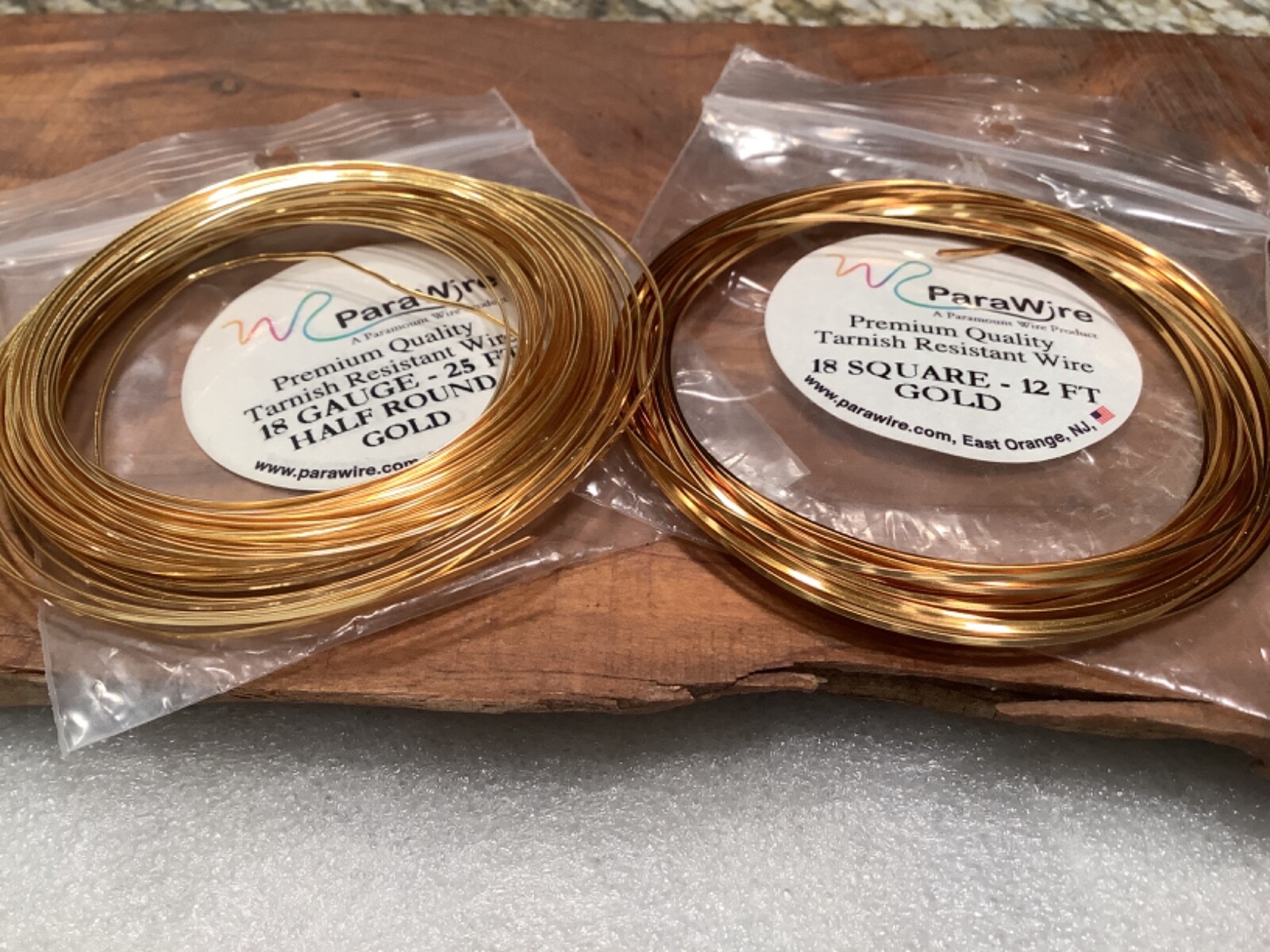 18ga SQUARE / HALF ROUND – GOLD TONE Non Tarnish Enameled copper craft Wire