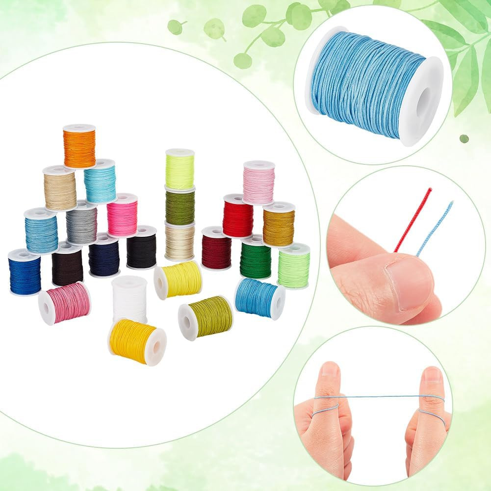 PH Pandahall 0.8Mm Nylon String Beading Thread 25 Colors Chinese Knotting, Kumih