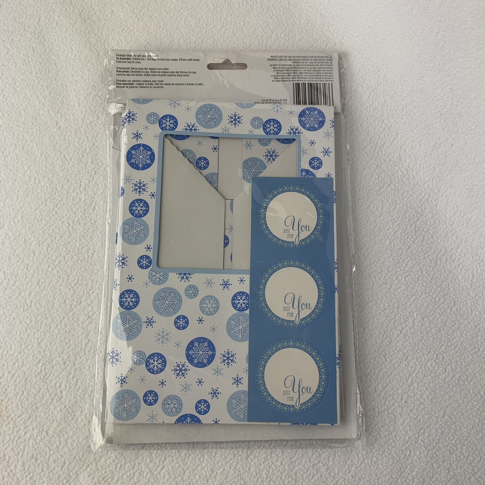 Wilton Treat Boxes 3 Pack Just For You W/Tags Snowflake 3×6.25×6.25 NEW SEALED