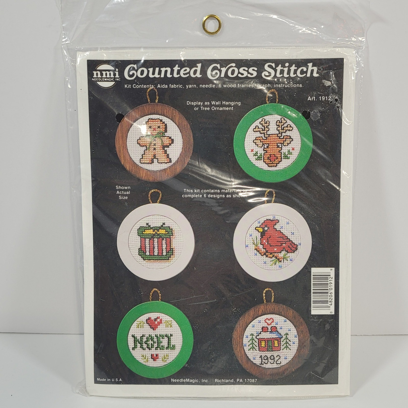 Vintage NeedleMagic NMI Counted Cross Stitch Kit Wooden Christmas Ornaments