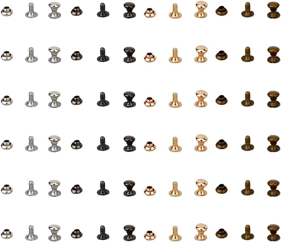 400 Pairs 4 Colors Leather Rivets 3mm Double Cap Rivets Tubular Metal Studs B…