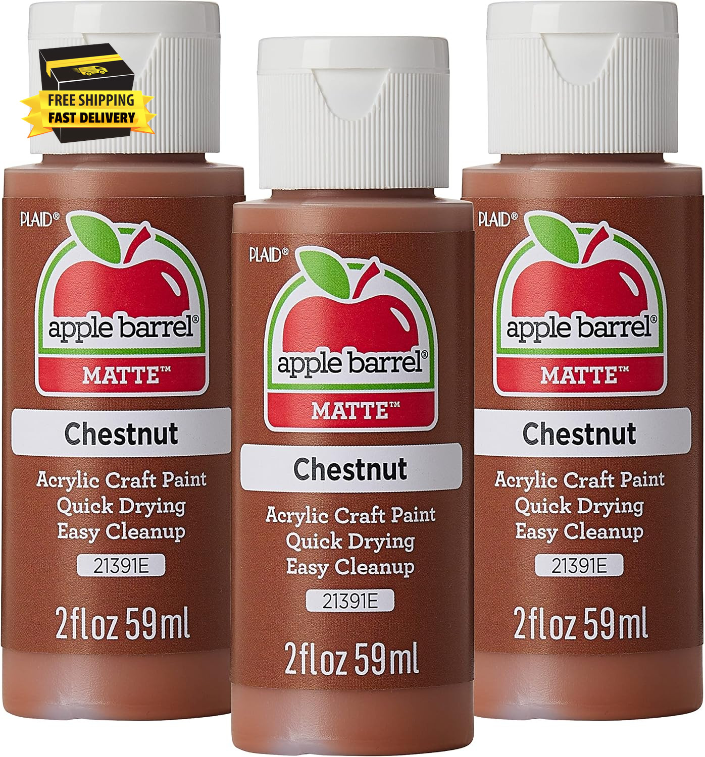 Acrylic Paint, Chestnut (Pack of 3) 2 Oz, 21391EA- (Pack of 3) ⭐️⭐️⭐️⭐️⭐️