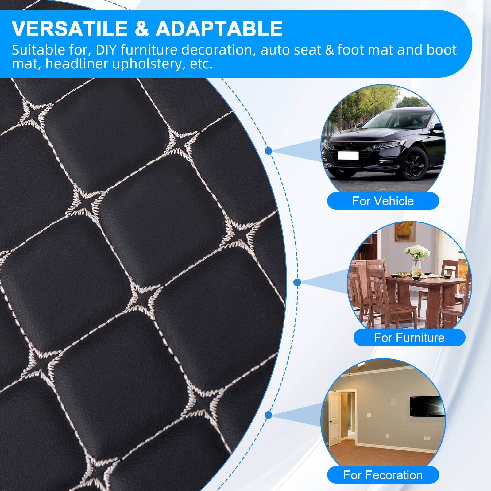 Pebble Grain Quilted Faux Leather 6mm Foam Backed Auto Upholstery 63″ Wide