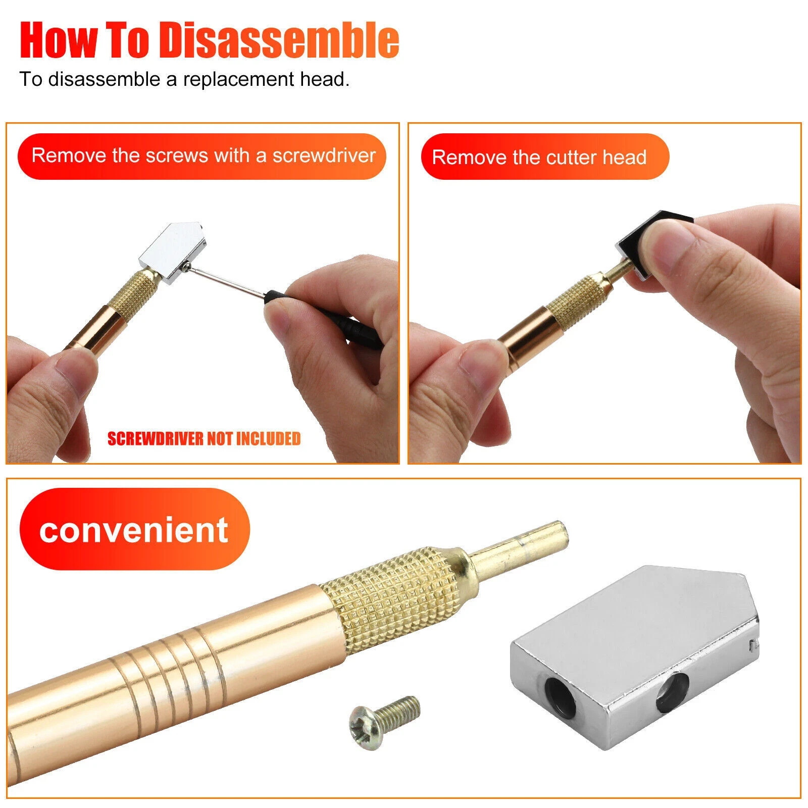 2Pcs Professional Glass Cutter Metal Carbide Precision Anti-Skid Cutting Tools