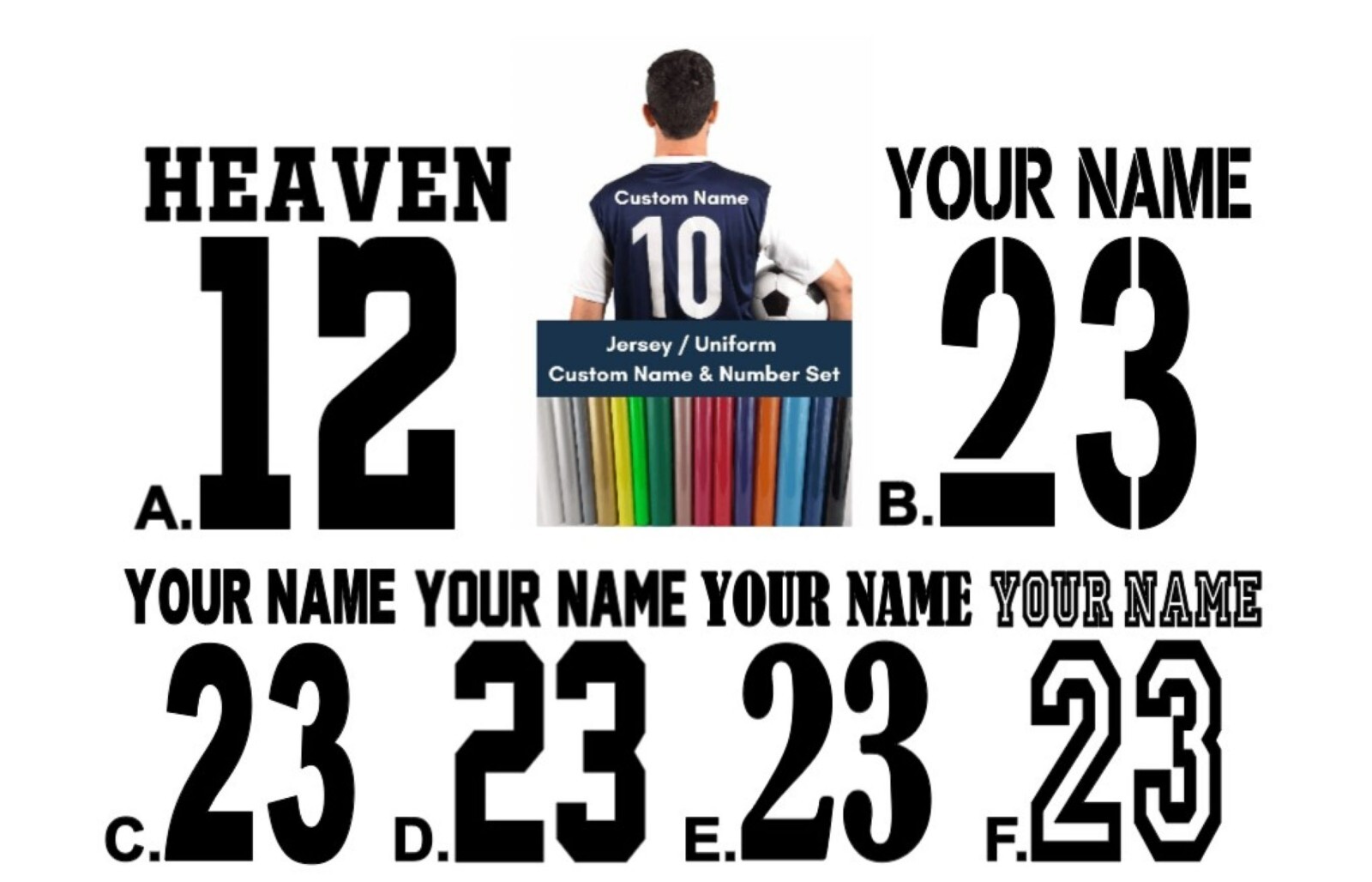 Jersey Name & Number Custom Adult Size Iron On Heat Transfer Vinyl HTV DIY