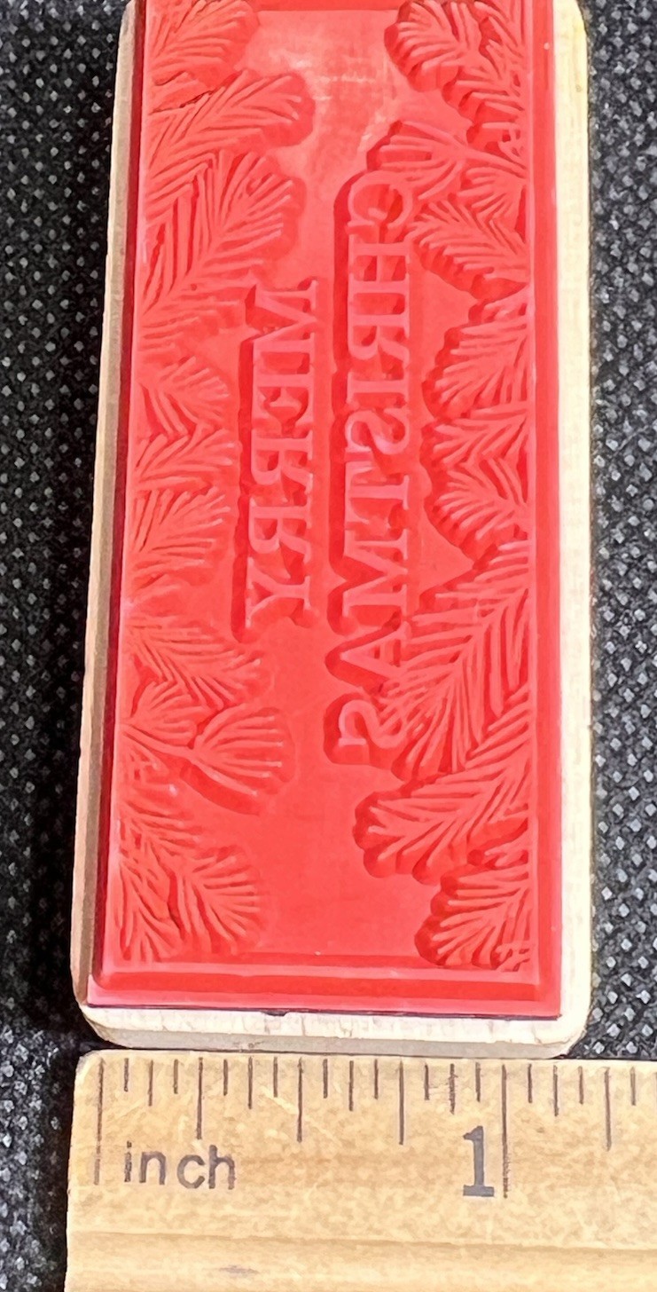 MERRY CHRISTMAS Gift Tag CANDY WRAPPER BellyBand Rubber Stamp Label Holiday Wood