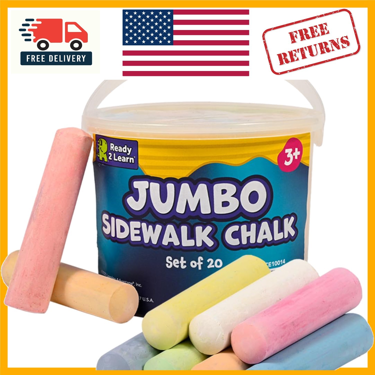 Non-Toxic Jumbo Sidewalk Chalk Set of 20 – Perfect for Kids’ Outdoor Creations