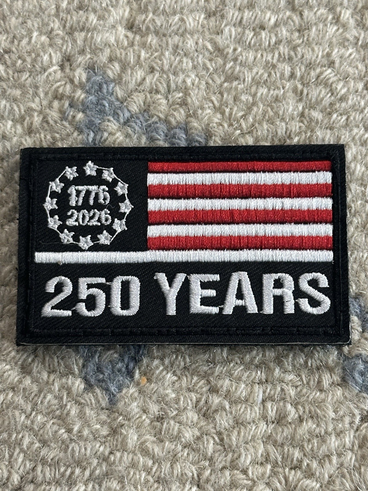 250 YEARS AMERICAN FLAG 2×3 Embroidered Morale Patch Hook Backing Brand New