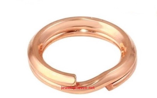 5mm OD 14k Solid ROSE Gold Round Split Jump Ring Clasp Keychain Charm Clasp Link