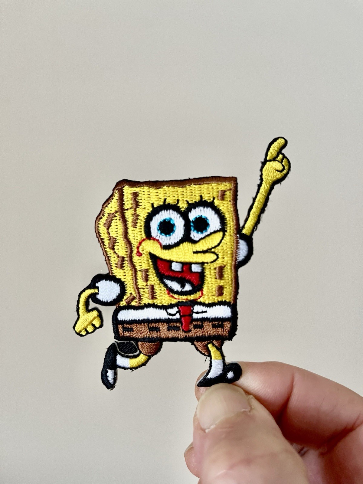 Sponge Bob Iron On Patch Yellow Red Black Embroidered Cartoon Comic